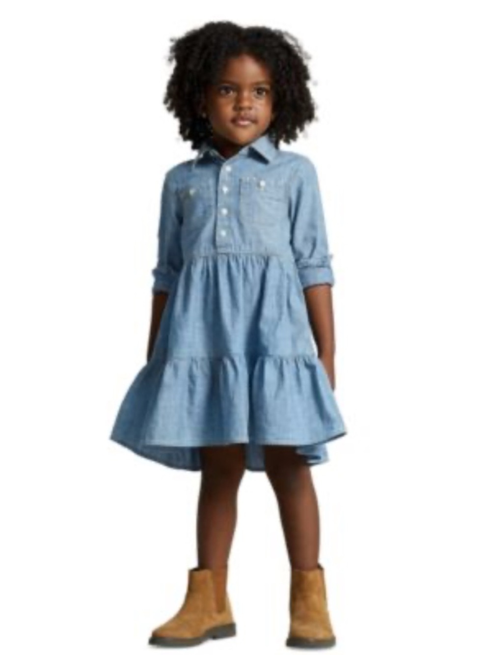 Polo by Ralph Lauren Light Blue Chambray Shirt Dress for Kids